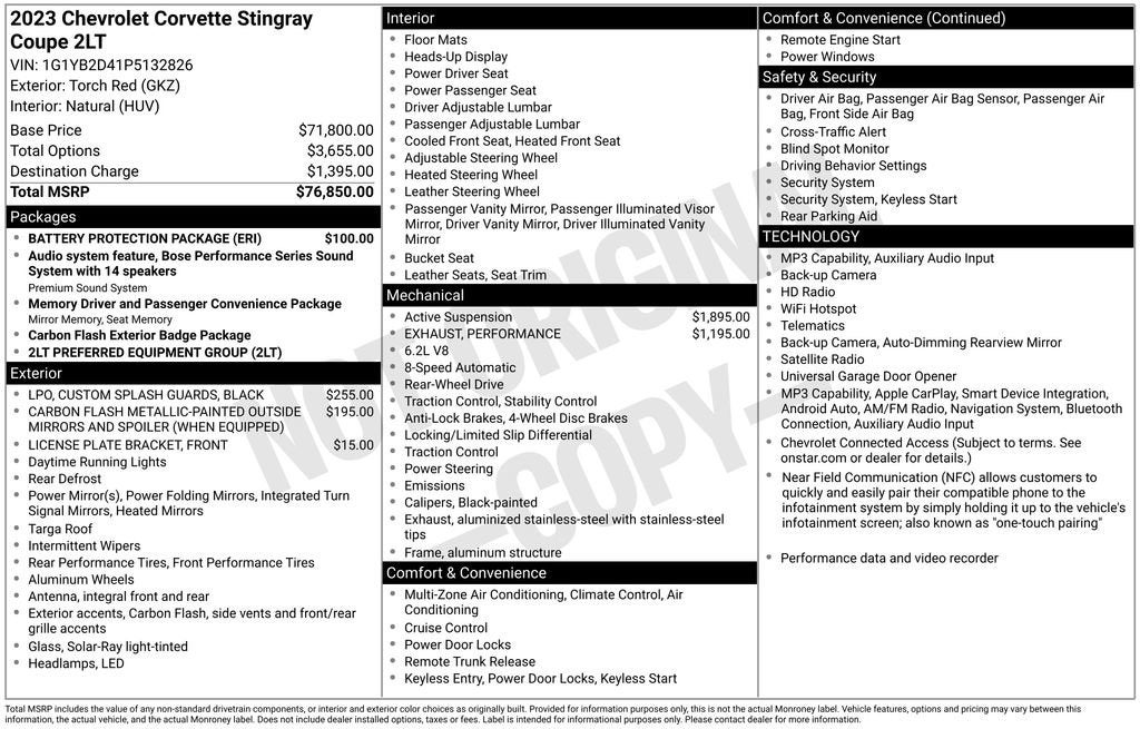 2023 Chevrolet Corvette Stingray 2LT