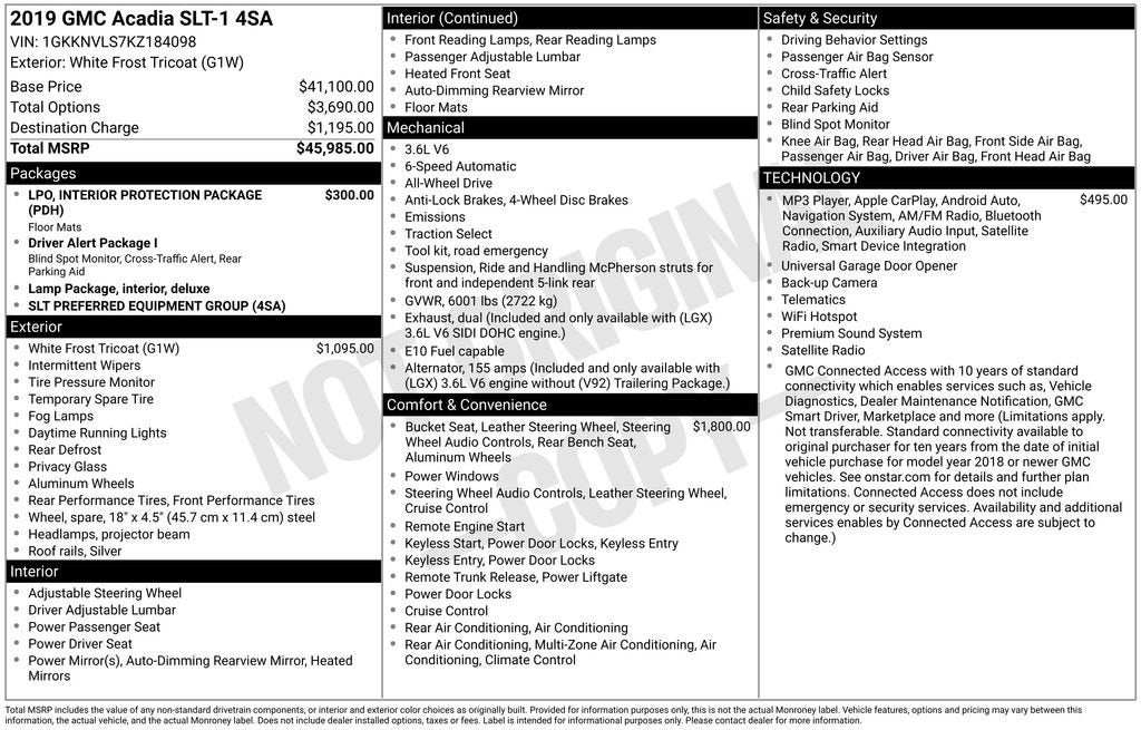 2019 GMC Acadia SLT