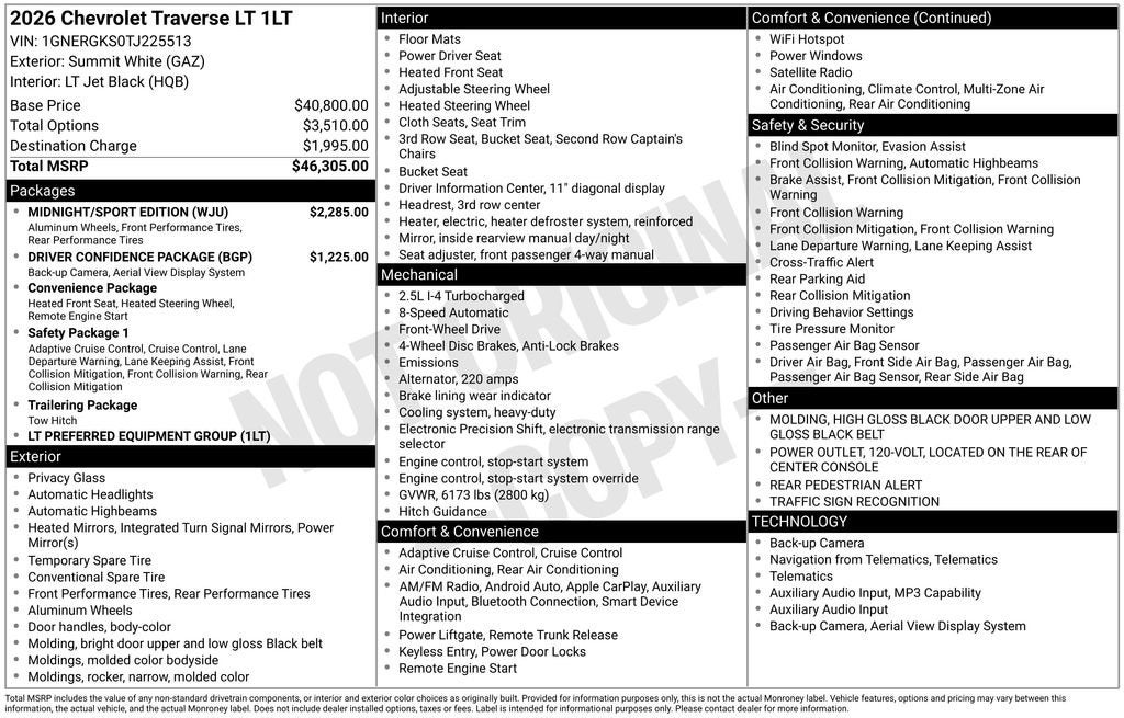 2026 Chevrolet Traverse LT