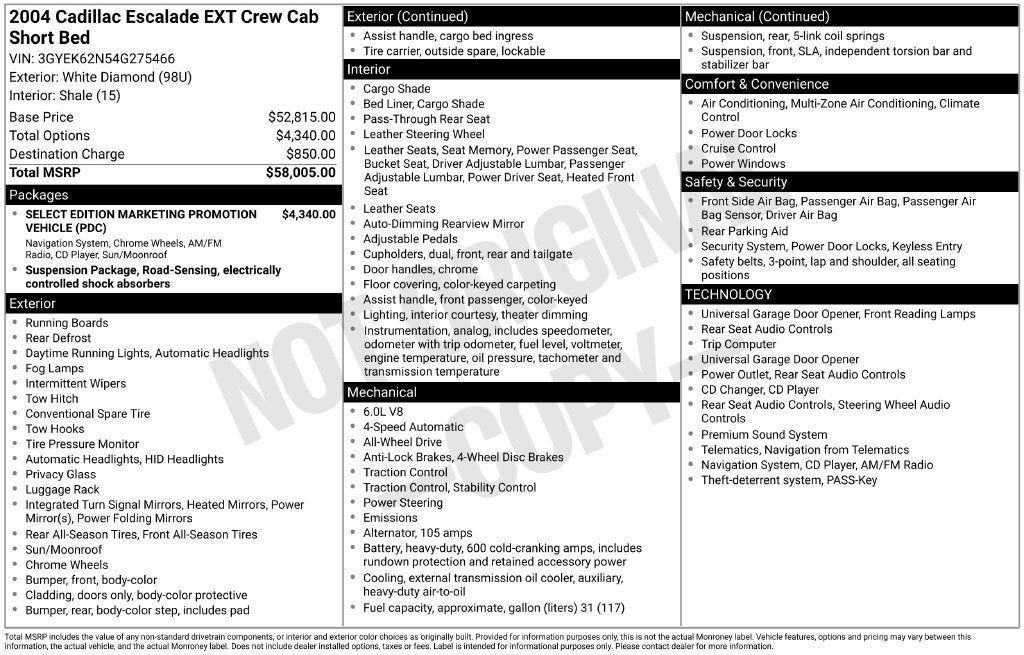 2004 Cadillac Escalade EXT Standard