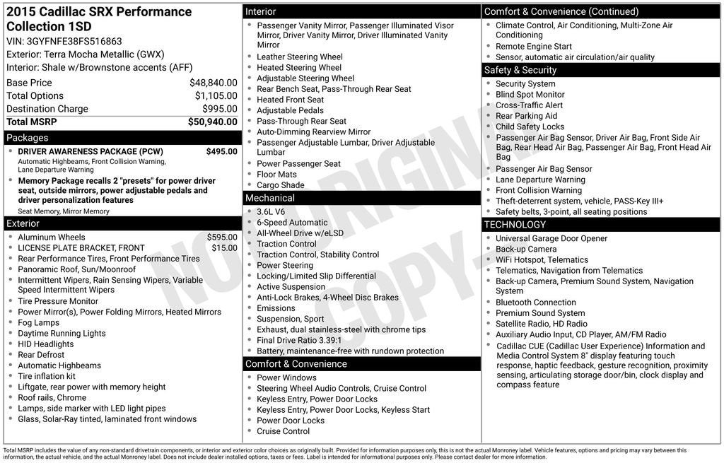 2015 Cadillac SRX Performance Collection