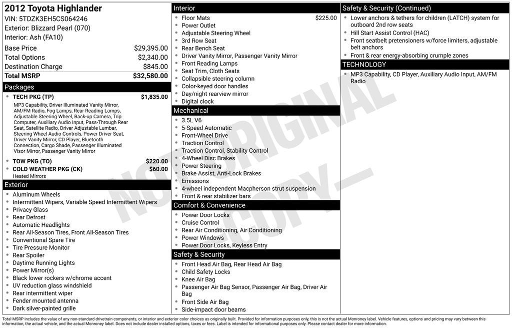 2012 Toyota Highlander Base