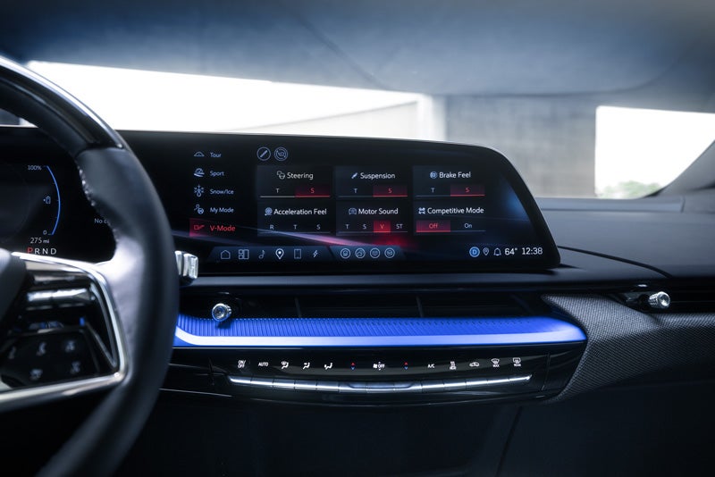 The 2026 OPTIQ-V Display Screen Displaying the V-Mode Settings | Cadillac of Tucson in Tucson AZ