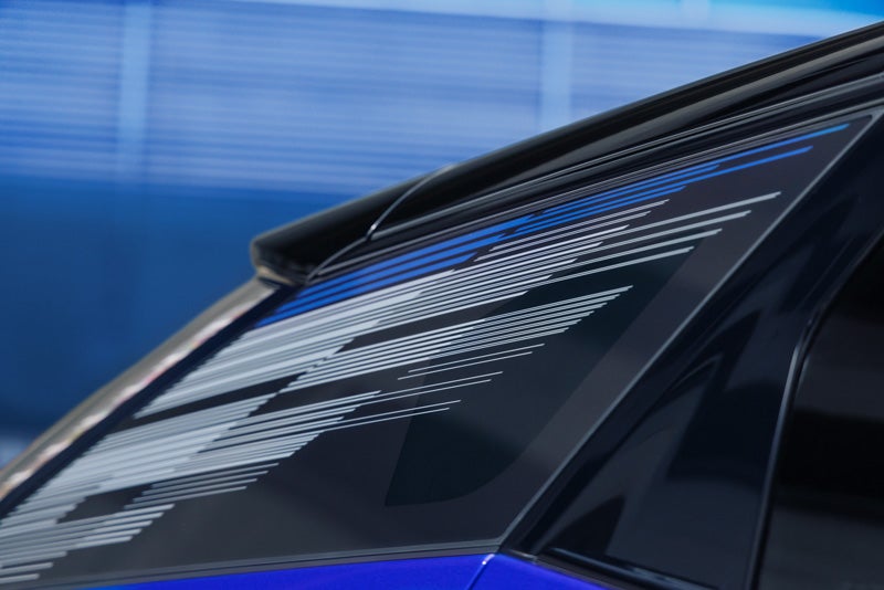 Close-up of the Modern Pattern on the 2026 OPTIQ-V Rear Quarter Glass | Cadillac of Tucson in Tucson AZ