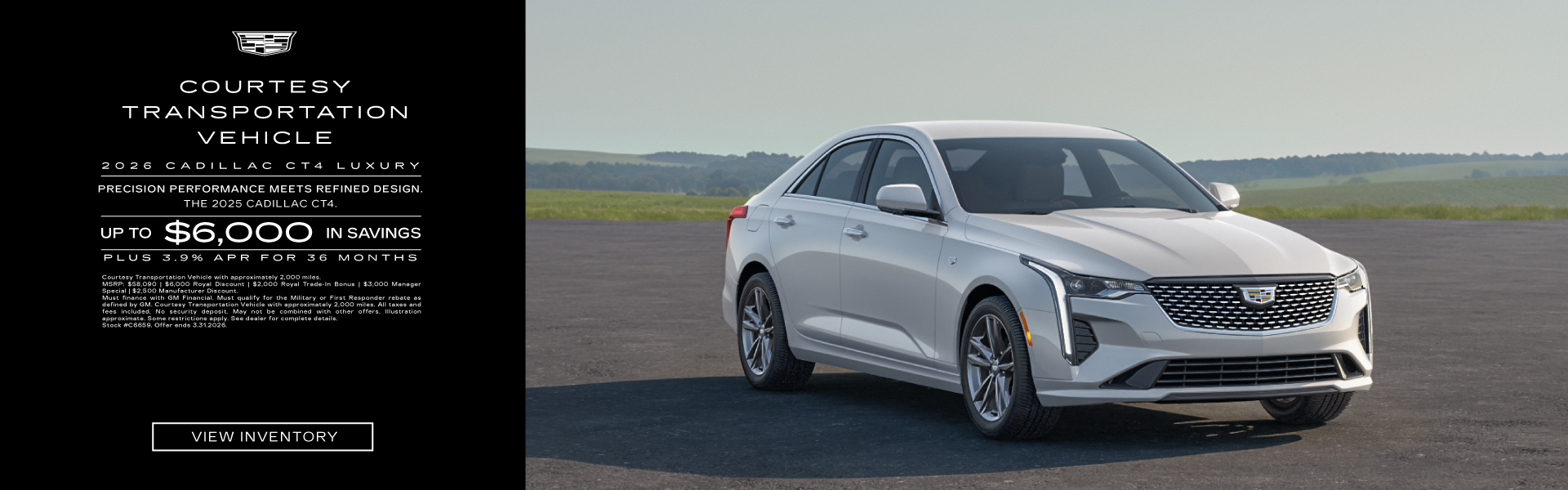 2026 Cadillac CT4 Luxury: Up to $6,000 Off MSRP + 3.9% APR for 36 Months.